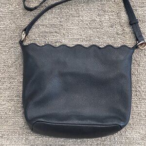 Vince Camuto Wavy Leather Hobo Bucket Bag w/Drawstring Opening